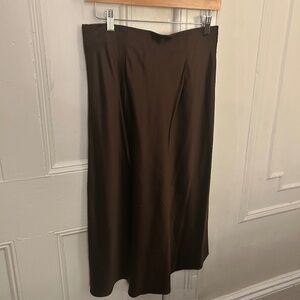 Quince Brown Silk Skirt